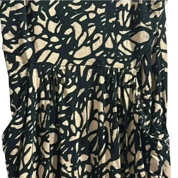 LOFT Women's S Geometric Print Spaghetti Strap Midi Dress Black - Picture 3 of 5